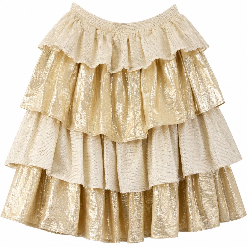 Vintage 1980s Saeeda Beverly Hills Gold Cabaret Skirt France Sz 4